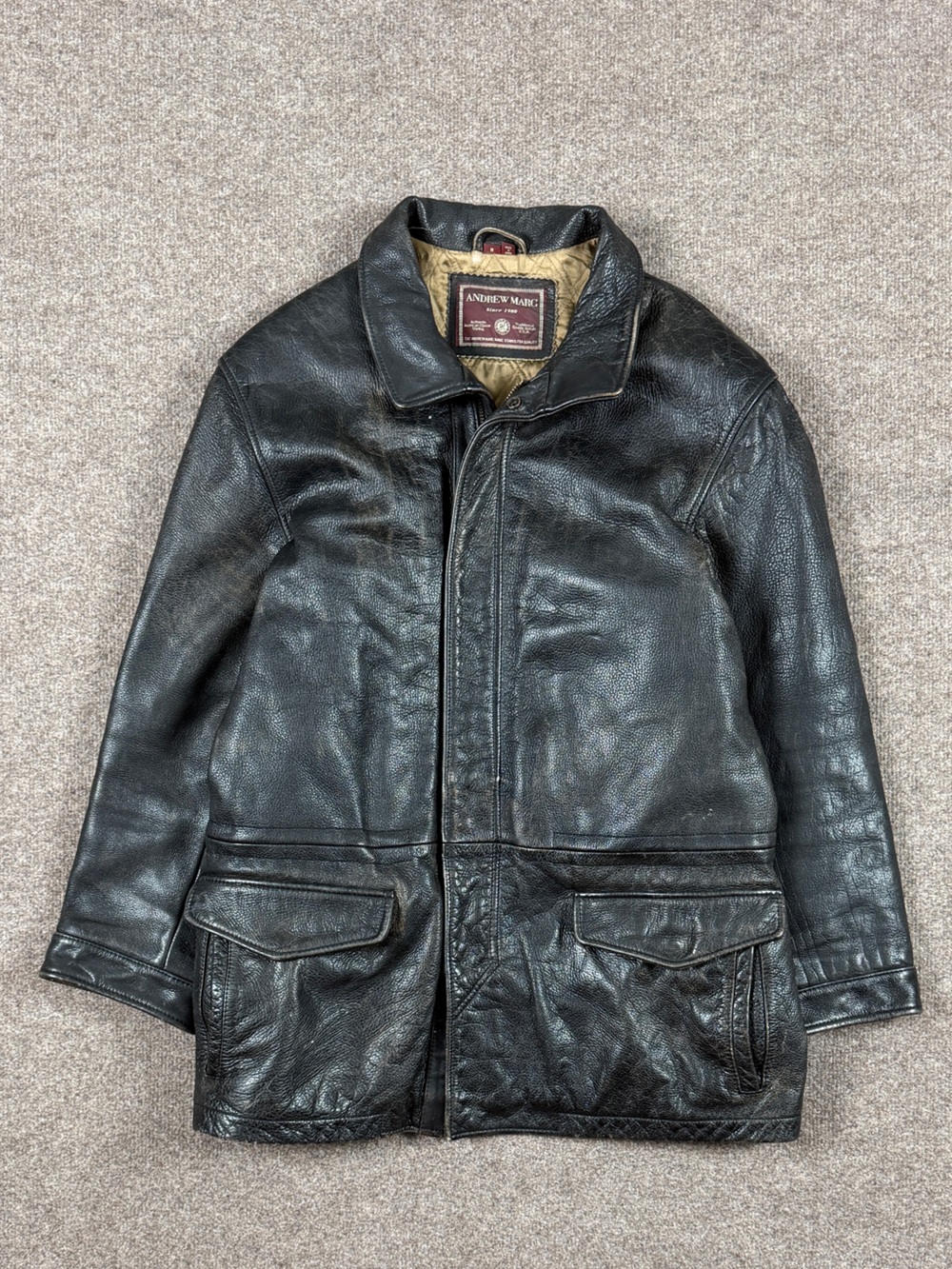 Vintage Andrew‎ Marc Genuine Leather Field Jacket Men’s Medium Distressed Patina